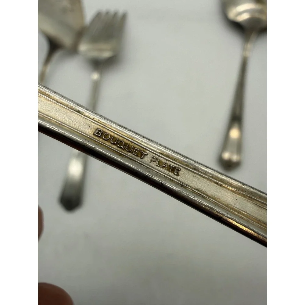 Vintage RC Co Bouquet Silver‎ Plate Serving Set 5pc Pie Server Ladle Meat Fork